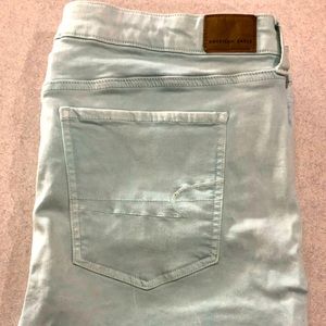 American Eagle Super Stretch Mint Colored Jeans.